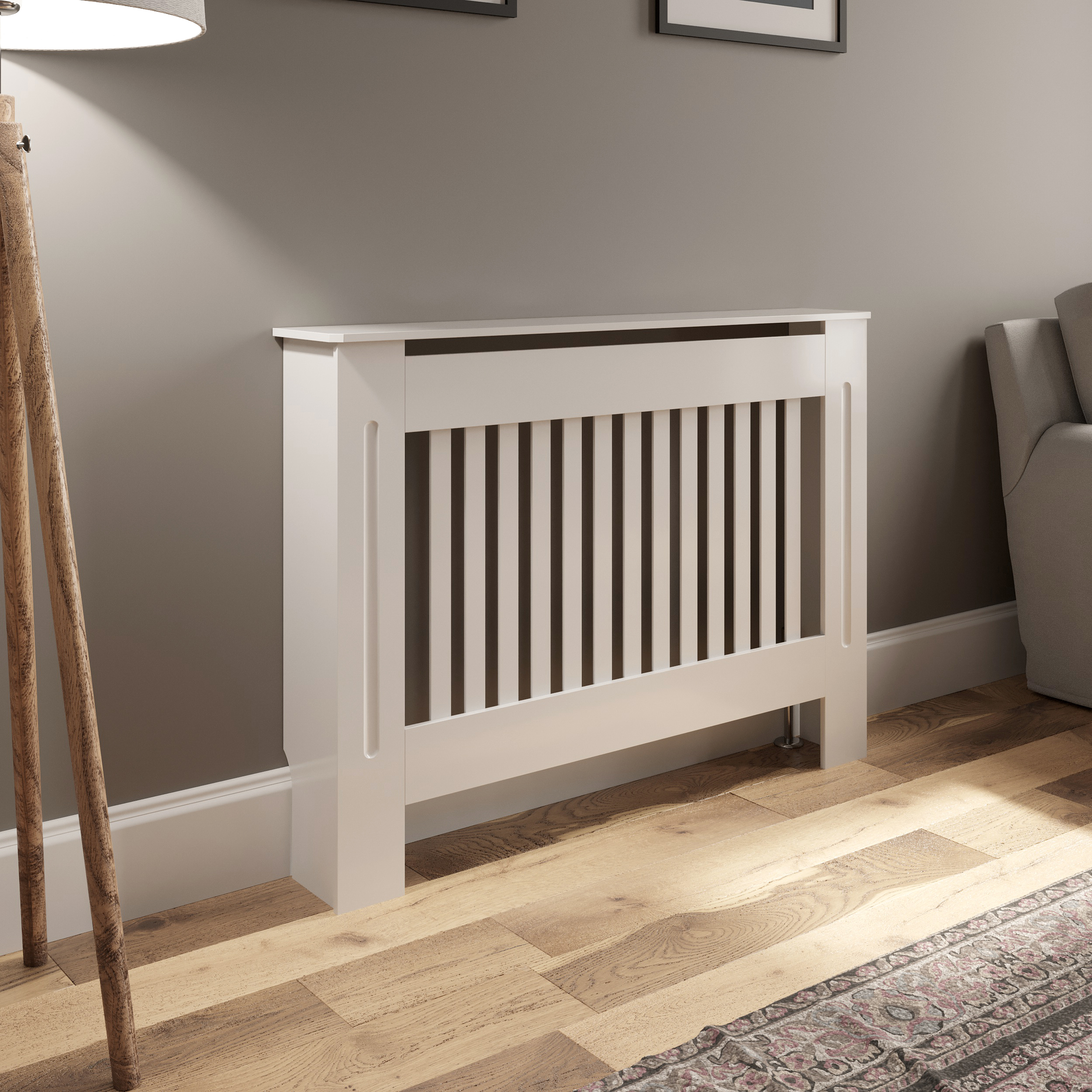 Radiator Cover Small - White Vertical Style