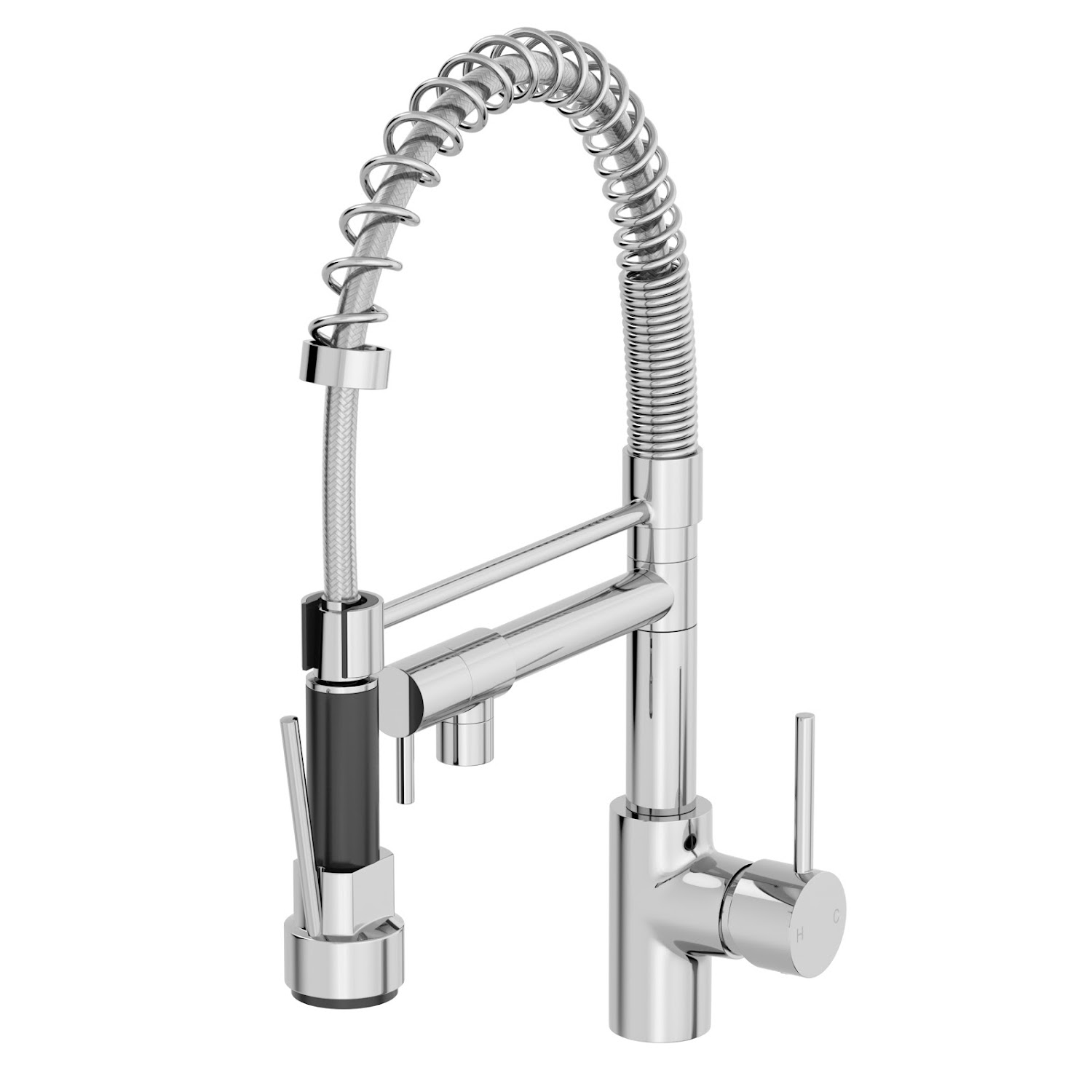 Sauber Dual Spout Kitchen Mixer Tap With Pull Out Spray Chrome 